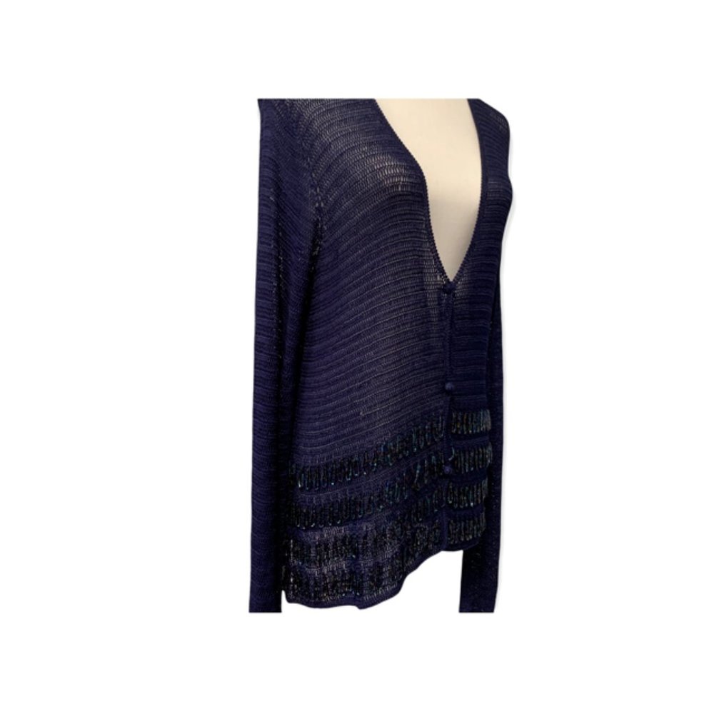francesca rose Navy Beaded Crochet Jacket - Picture 2 of 9
